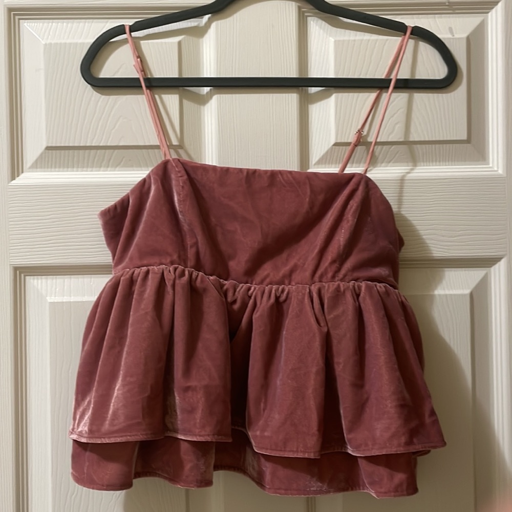 Urban Outfitters Velvet Baby Doll Tiered Spaghetti Strap Tank Top Size M